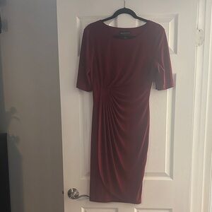 Connected Apparel Burgundy Midi Dress